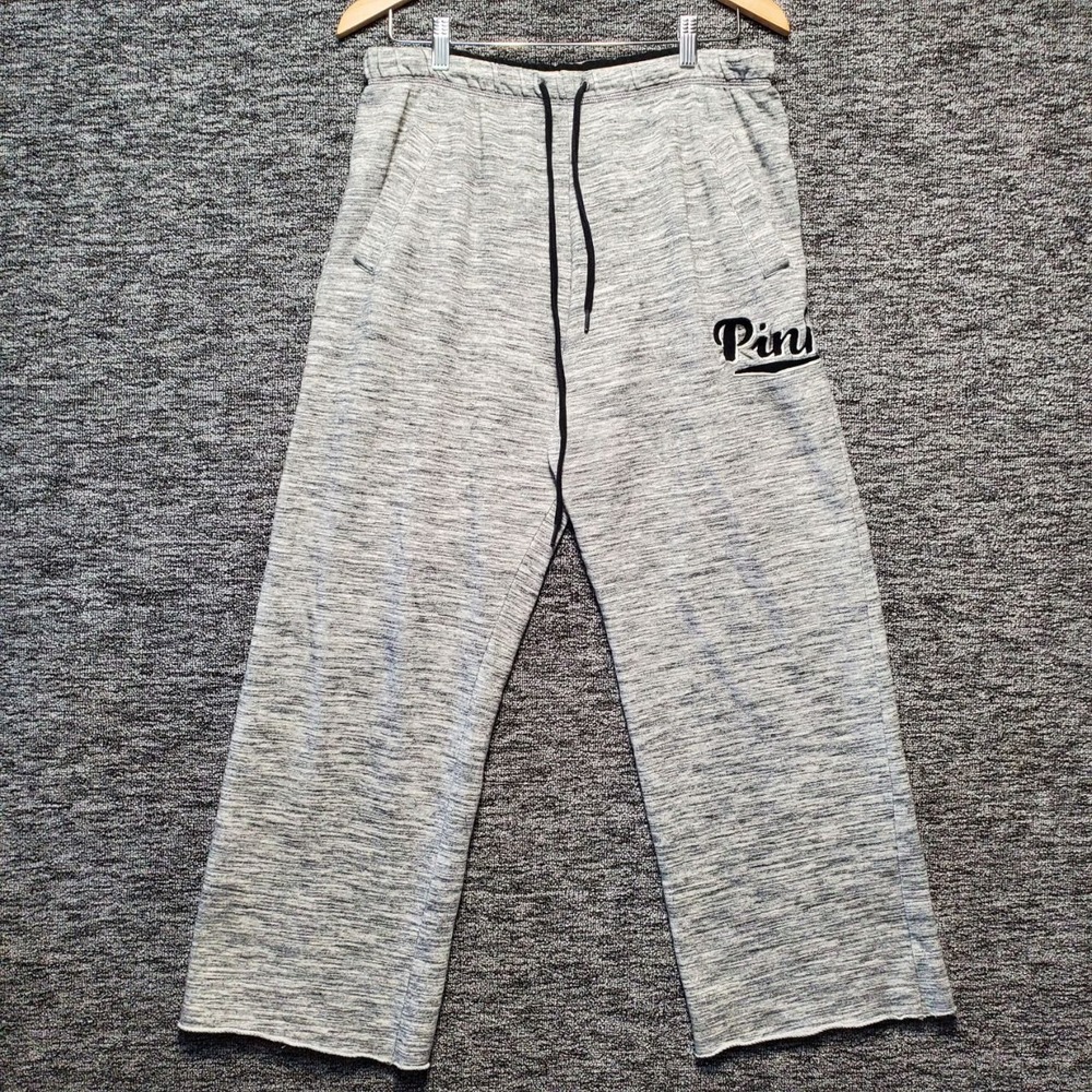 PINK Victoria Secret Wide Leg Sweatpants Womens M Heathered Gray Lounge Pants